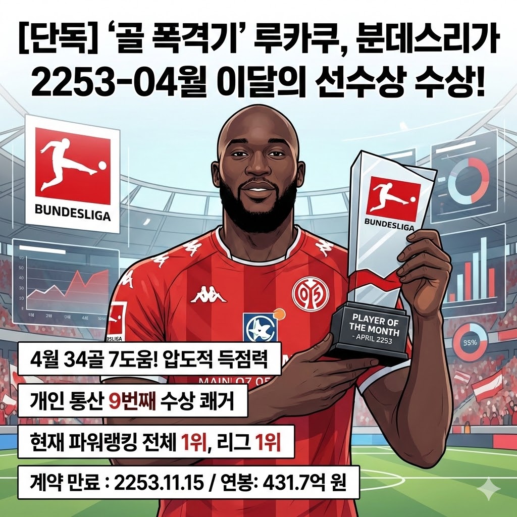 [골 폭격기] 루카쿠, 분데스리가 4월 MVP 등극!